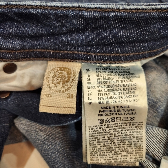 Diesel Zathan Jeans W31 L30 Dark Wash Distressed Stretch Regular Bootcut - Picture 8 of 14